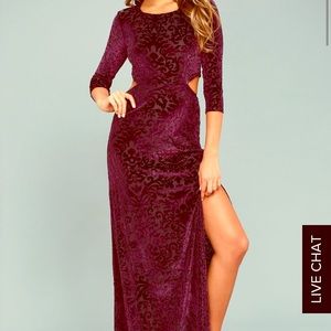 Lulus purple velvet long dress